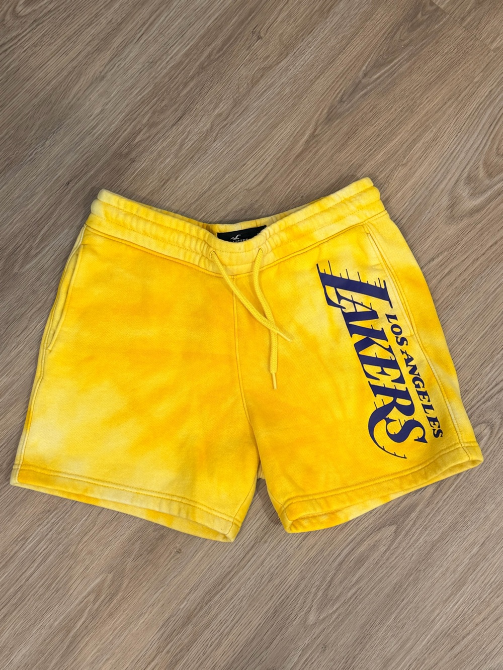 Hollister Yellow Los Angeles Lakers Tie-Dye Graphic Men's Athletic Shorts